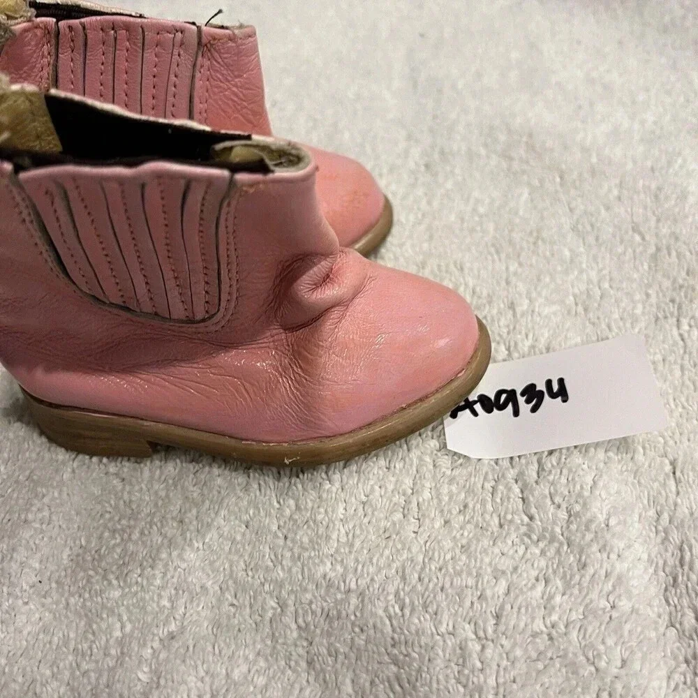 Baby Girl 0-6 Month Pink Cowgirl Leather Boots Footsies Zipper Mexico